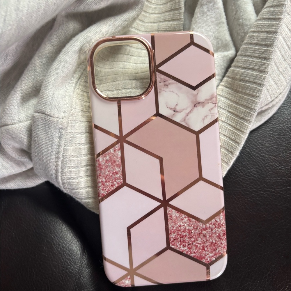 Geometric Pink and Gold Phone Case